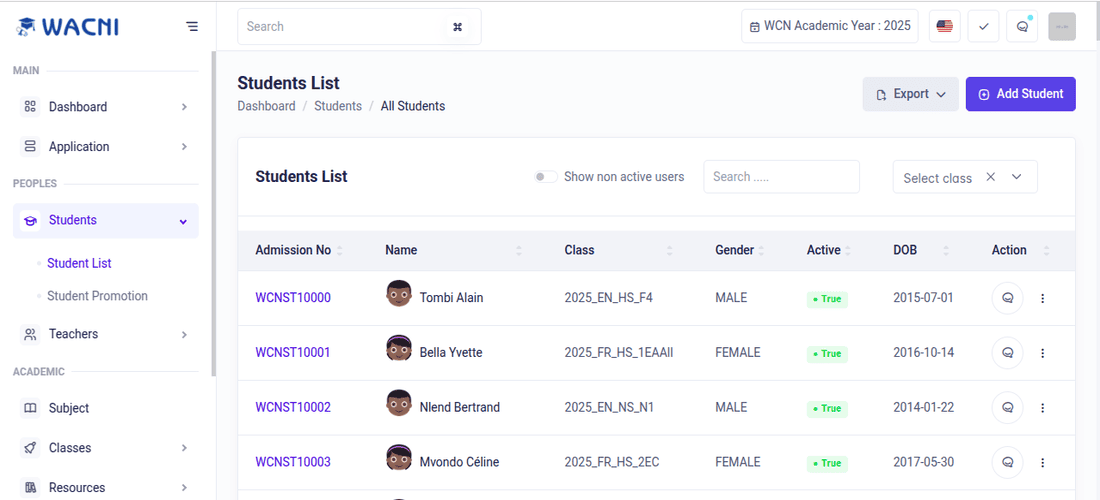 Gestion des élèves avec le logiciel de gestion scolaire Wacni